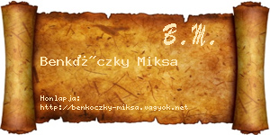 Benkóczky Miksa névjegykártya